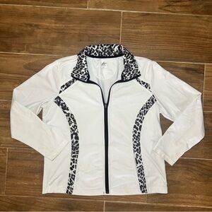 Athletech Women's White Utility Jacket with Leopard Accents